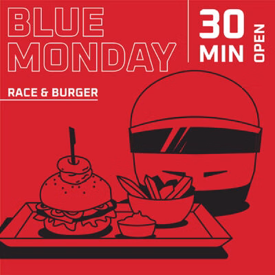 Illustration of a burger and fries with a racing helmet