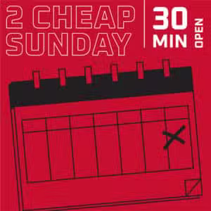 a red and black calendar with a cross on it