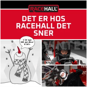Billede med snebold mand og karting kørere
