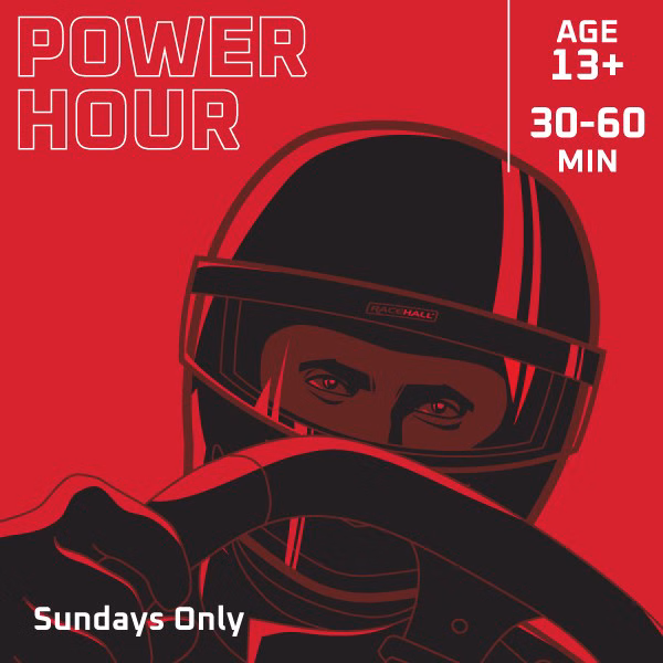 Grafik af en racerfører med rattet