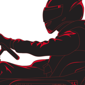 Silhuet af en go-kart racer med hjelm